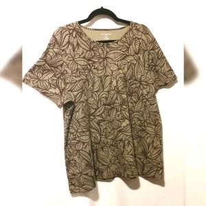 Leaf Pattern Casual Stretch Tee - 2X